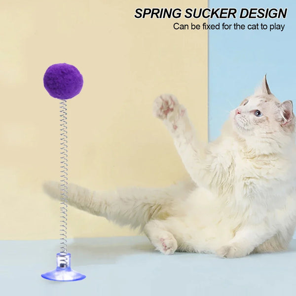 1pc Fur Ball Spring Cat Toy Suction Cup Multicolored Teaser Wand Pet Interactive Toys Cat Scratcher Toys Supplies Random Color - Image 12