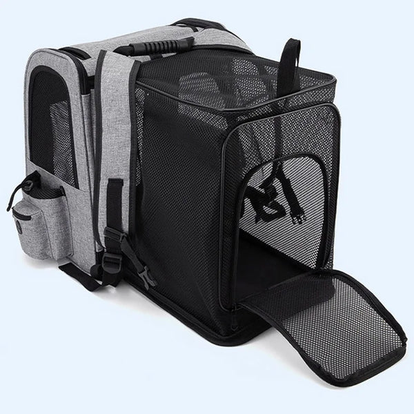Pawsh Comfort™ Portable Breathable Outdoor Foldable Expandable Pet Backpack – Large Capacity Oxford Cloth Carrier for Cats & Dogs - Image 4