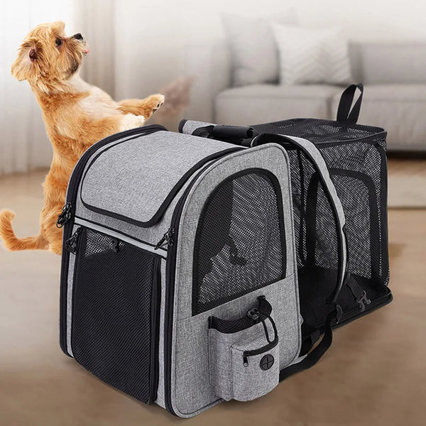 Pawsh Comfort™ Portable Breathable Outdoor Foldable Expandable Pet Backpack – Large Capacity Oxford Cloth Carrier for Cats & Dogs - Image 3