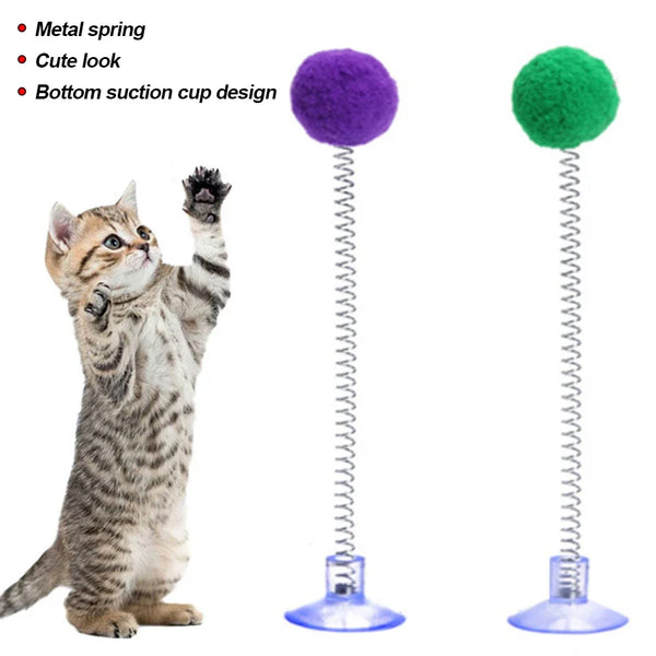 1pc Fur Ball Spring Cat Toy Suction Cup Multicolored Teaser Wand Pet Interactive Toys Cat Scratcher Toys Supplies Random Color - Image 17