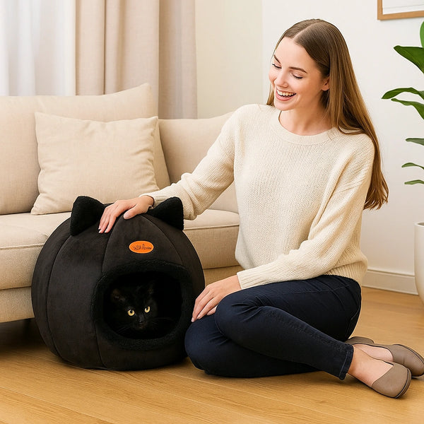 Pawsh Market™ Winter Cozy Cave Cat Bed – Warm Tent Nest for Cats & Small Dogs - Image 5