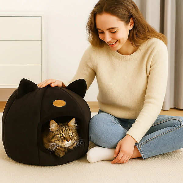 Pawsh Market™ Winter Cozy Cave Cat Bed – Warm Tent Nest for Cats & Small Dogs - Image 4