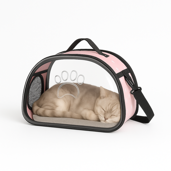 Pawsh Comfort™ Portable Transparent Capsule Cat Carrier Shoulder Bag – Breathable Outdoor Travel Handbag for Puppies & Kittens - Image 1