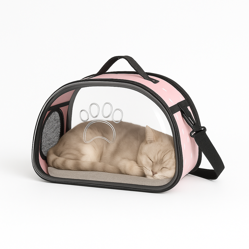 Pawsh Comfort™ Portable Transparent Capsule Cat Carrier Shoulder Bag – Breathable Outdoor Travel Handbag for Puppies & Kittens