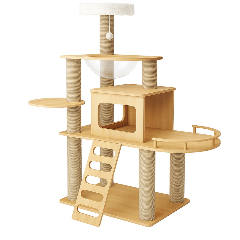 Pawsh Comfort™ Cat Climbing Frame Tower for Large Cats – Large Hammock, Sisal-Covered Scratching Posts, Cozy Condo & Top Perch