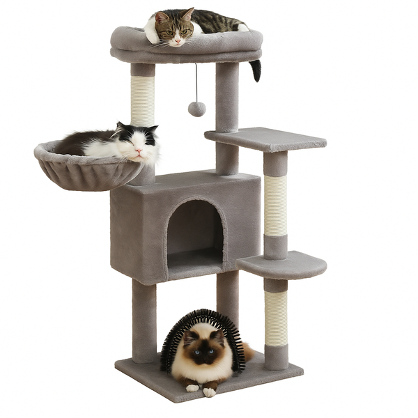 Cat Tree with Toy Cat Tower condo for Indoor Cats Cat House with Padded Plush Perch Cozy Hammock and Sisal Scratching Posts - Image 1