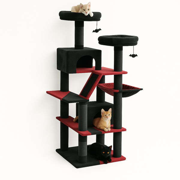 Pawsh Comfort™ Large Indoor Cat Tree – 180cm Tall Multi-Level Plush Tower with Sisal Scratching, Condos & Perches - Image 3
