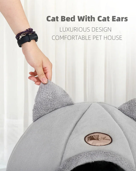 Pet bed with cat ears cat bed for small medium large cats Keep warm in winter  Comfortable and soft Machine washable - Image 8