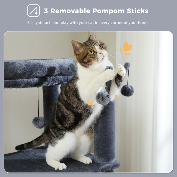 Pawsh Comfort™ Multi-Level Indoor Cat Tree – Tall Tower with Scratching Posts, Hammock, Large Perches, Hanging Balls & Spacious Condo House - Image 21