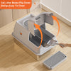Stainless Steel Litter Box with Lid Anti-Leakage Non Stick Surface XXL Cat Litter Pan w/Scoop & Steps 60x40x39cm - Image 3