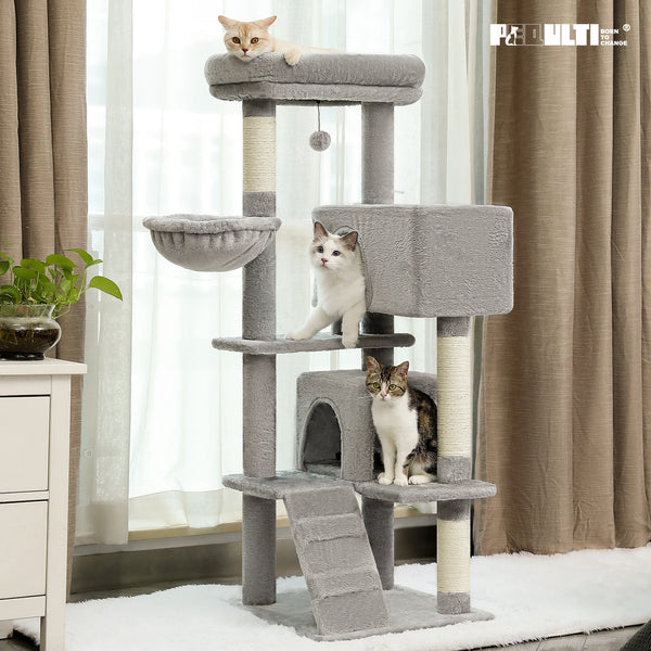 Cat Tree with Toy Cat Tower condo for Indoor Cats Cat House with Padded Plush Perch Cozy Hammock and Sisal Scratching Posts - Image 7