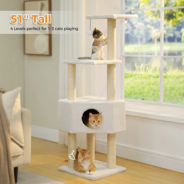 Cat Tree with Toy Cat Tower condo for Indoor Cats Cat House with Padded Plush Perch Cozy Hammock and Sisal Scratching Posts - Image 6