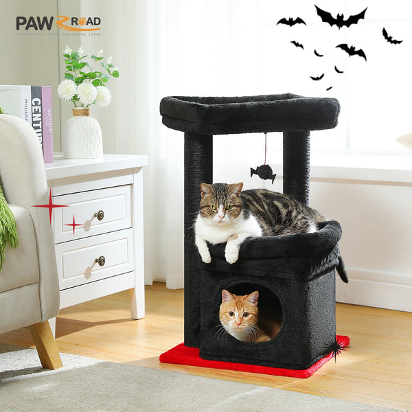 Pawsh Comfort™ Cat Tree Tower – Cozy Condo, Wide Top Perch, Natural Sisal Posts, Soft Plush & Playful Pom-Pom, Ideal for 1-2 Indoor Cats - Image 6