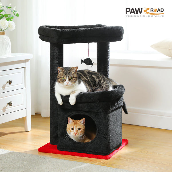 Pawsh Comfort™ Cat Tree Tower – Cozy Condo, Wide Top Perch, Natural Sisal Posts, Soft Plush & Playful Pom-Pom, Ideal for 1-2 Indoor Cats - Image 15