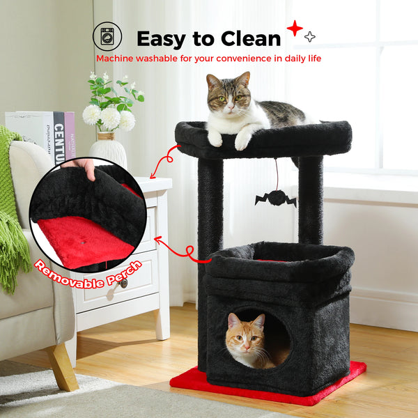 Pawsh Comfort™ Cat Tree Tower – Cozy Condo, Wide Top Perch, Natural Sisal Posts, Soft Plush & Playful Pom-Pom, Ideal for 1-2 Indoor Cats - Image 22