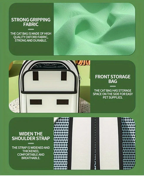 Pawsh Comfort™ Breathable Grid Design Cat Backpack – Large Capacity, Comfortable, Foldable & Portable Pet Supply Carrier - Image 11