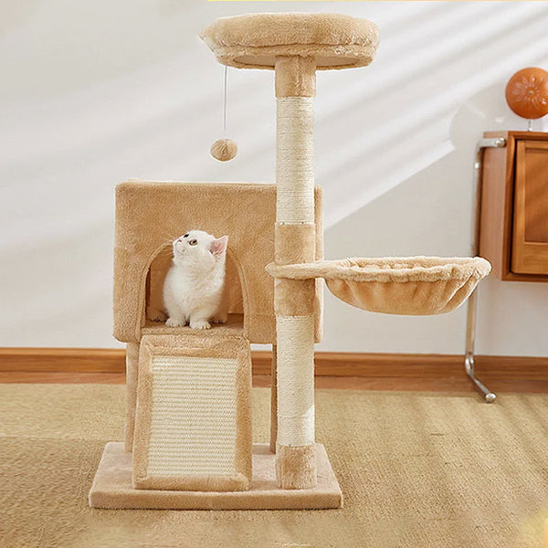 Pawsh Comfort™ Luxury Cat Tree – Double Condos, Spacious Perch, Hammock, Fully Wrapped Sisal Scratching Posts & Dangling Balls - Image 2