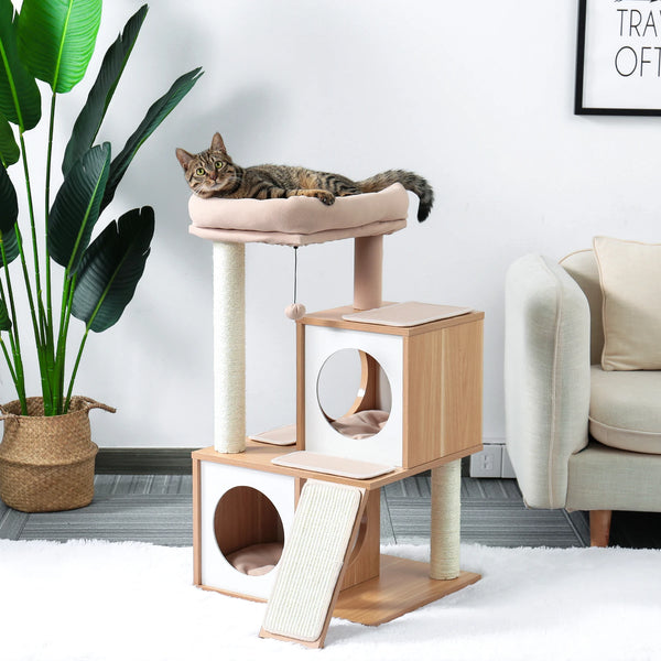 Pawsh Comfort™ Wooden Cat Tower – Double Condos, Spacious Perch, Fully Wrapped Sisal Scratching Posts & Replaceable Dangling Balls - Image 17