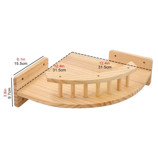 Pawsh Comfort™ Wall-Mounted Wooden Cat Tree – Shelves, Scratching Posts, Climbing Perches, Hammock, Steps & Ladder - Image 15