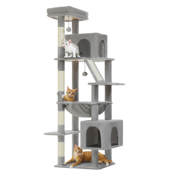 Pawsh Comfort™ 180cm Large Cat Tree Tower – Spacious Climbing Frame with Sisal Scratching Post, Hammock & Perch - Image 30