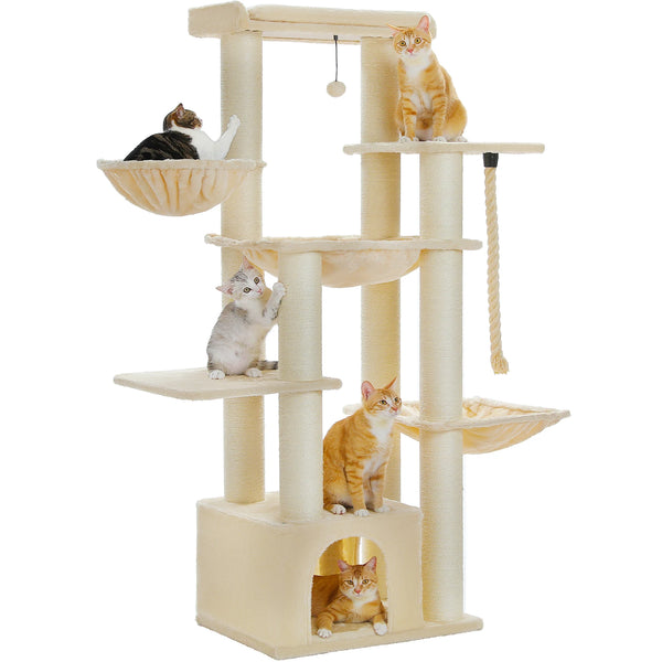 Pawsh Comfort™ Large Cat Tree for Big Cats – Robust Multi-Level Tower with Hammock, 11 Sisal Posts & Large Perch - Image 24