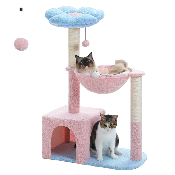Pawsh Comfort™ Flower Cat Tree – Large Metal Frame Hammock, Sisal Scratching Posts & Pink Perch, Small Indoor Cat Tower - Image 18