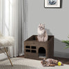 Wooden Cat Cave Bed Furniture Kitten Sleep Lounge House Bed with Cushion Pad Litter Box for Indoor Cats - Image 1