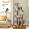 Pawsh Comfort™ 180cm Large Cat Tree Tower – Spacious Climbing Frame with Sisal Scratching Post, Hammock & Perch - Image 15