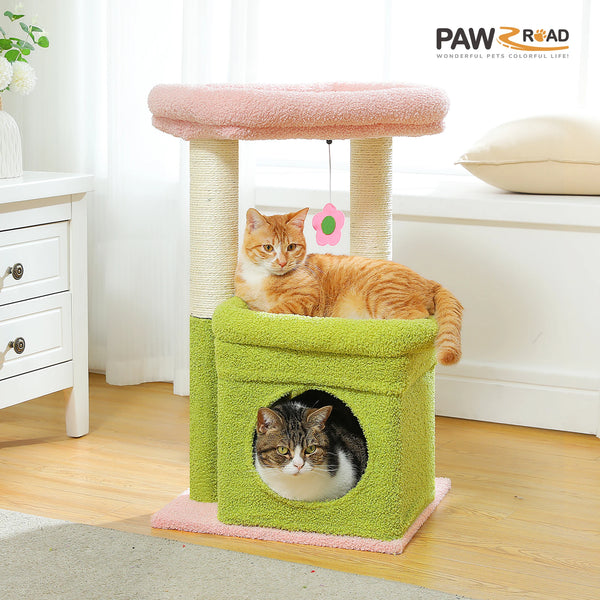 Pawsh Comfort™ Cat Tree Tower – Cozy Condo, Wide Top Perch, Natural Sisal Posts, Soft Plush & Playful Pom-Pom, Ideal for 1-2 Indoor Cats - Image 13