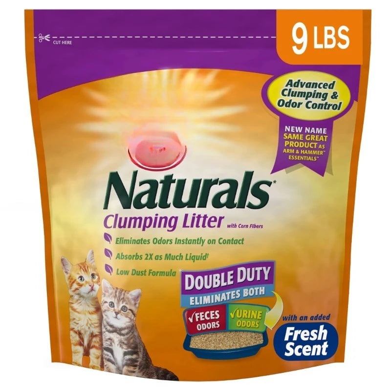 Naturals Clumping Cat Litter – Corn Fiber, Fresh Scent, Odor Control, 9 lb