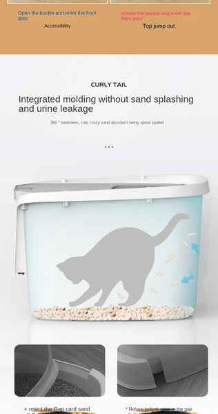 Super Large Cat Litter Box with Lift Cover – Spacious, Easy Clean, Multi-Directional Access - Image 10