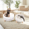 Luxury Cat Bed Soft Warm Plush Fabric Pet Nesting Chair Bed Stool Wood Legs with Cushion Pad Washable Waterproof for Small Pets - Image 1