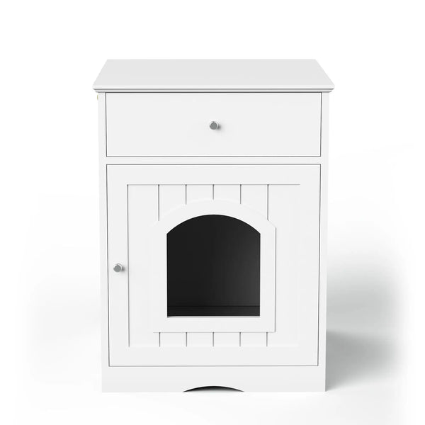 Wooden Pet House Cat Litter Box Enclosure with Drawer, Side Table, Indoor Pet Crate, Cat Home Nightstand - Image 6