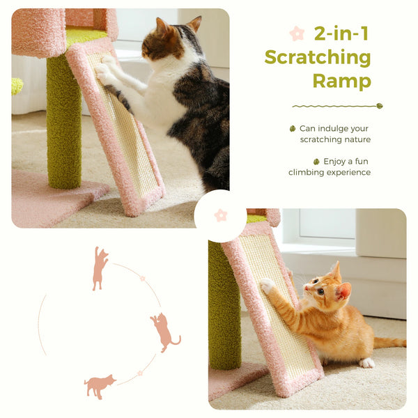 Flower Cat Tree, Multi-Level Cat Tower with Sisal Scratching Posts, Hammock, Ramp, Top Perch, Cat Condo for Indoor, Kitten Toys - Image 15