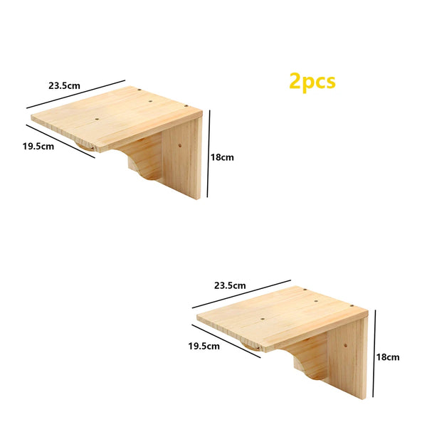 Pawsh Comfort™ Wall-Mounted Wooden Cat Tree – Shelves, Scratching Posts, Climbing Perches, Hammock, Steps & Ladder - Image 25