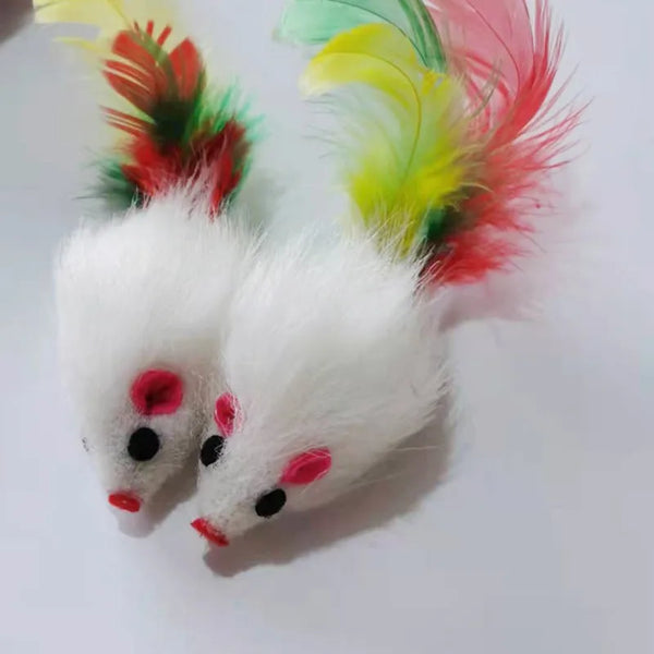 1pcs Cat Toys Interactive Cute Soft Fleece False Mouse Colorful Feather Funny Playing Training Toy for Cats Kitten Pet Supplies - Image 5