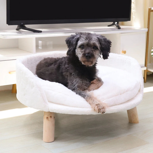 Luxury Soft Cat Bed Warm Plush Fabric Pet Nesting Chair Bed Washable Couch Wood Legs with Cushion Pad  for Small Pets - Image 12