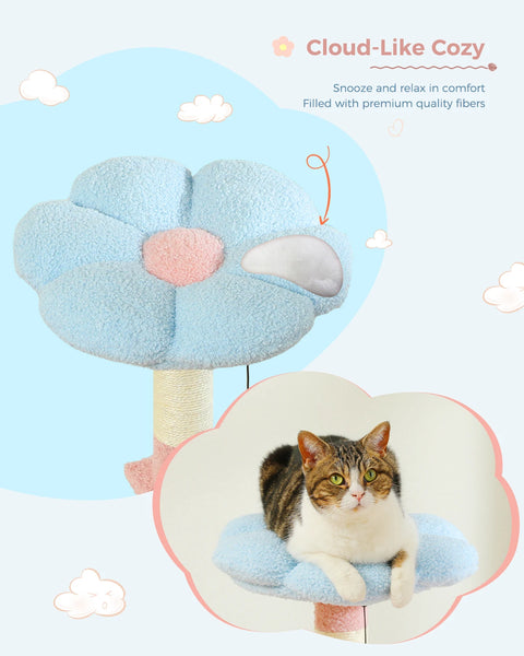 Flower Cat Tree, Multi-Level Cat Tower with Sisal Scratching Posts, Hammock, Ramp, Top Perch, Cat Condo for Indoor, Kitten Toys - Image 10