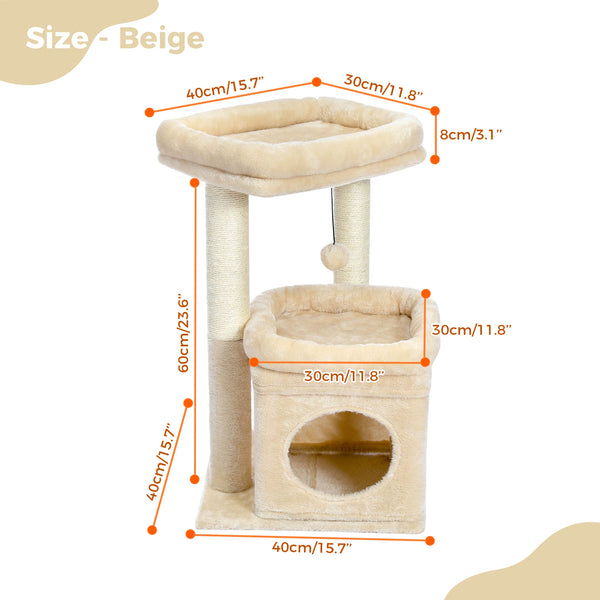 Pawsh Comfort™ Cat Tree Tower – Cozy Condo, Wide Top Perch, Natural Sisal Posts, Soft Plush & Playful Pom-Pom, Ideal for 1-2 Indoor Cats - Image 9