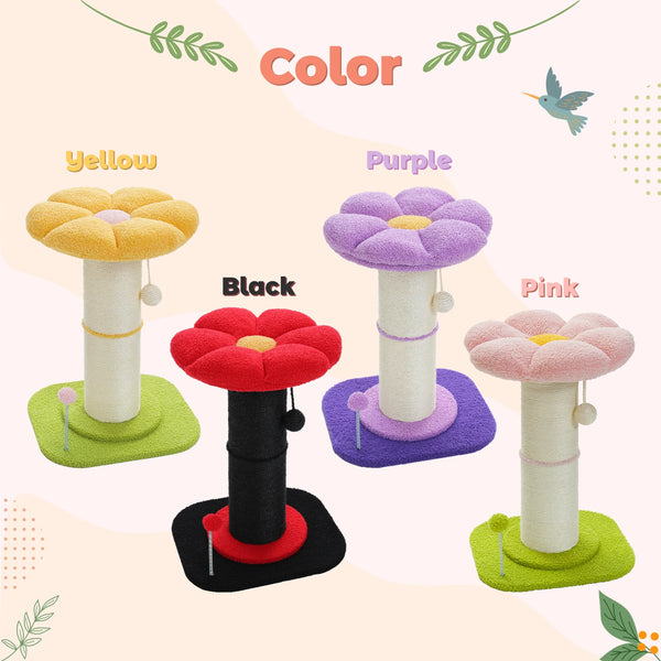 Pawsh Comfort™ Flower Small Cat Tree – Indoor Cat Scratching Post with Super Thick Natural Sisal, Pink Removable Perch, Mat & Playful Balls - Image 7