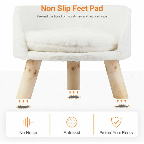 Luxury Soft Cat Bed Warm Plush Fabric Pet Nesting Chair Bed Washable Couch Wood Legs with Cushion Pad  for Small Pets - Image 11