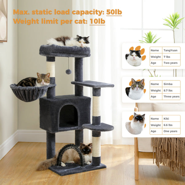 Cat Tree with Toy Cat Tower condo for Indoor Cats Cat House with Padded Plush Perch Cozy Hammock and Sisal Scratching Posts - Image 3