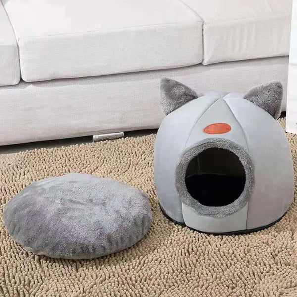 Pet bed with cat ears cat bed for small medium large cats Keep warm in winter  Comfortable and soft Machine washable - Image 3