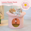 Cat Beds for Indoor Cats, Large Cat House with Removable Flower Cat Bed, Cute Cat Cave Cat Hideaway, Indoor Cat House Condo - Image 10