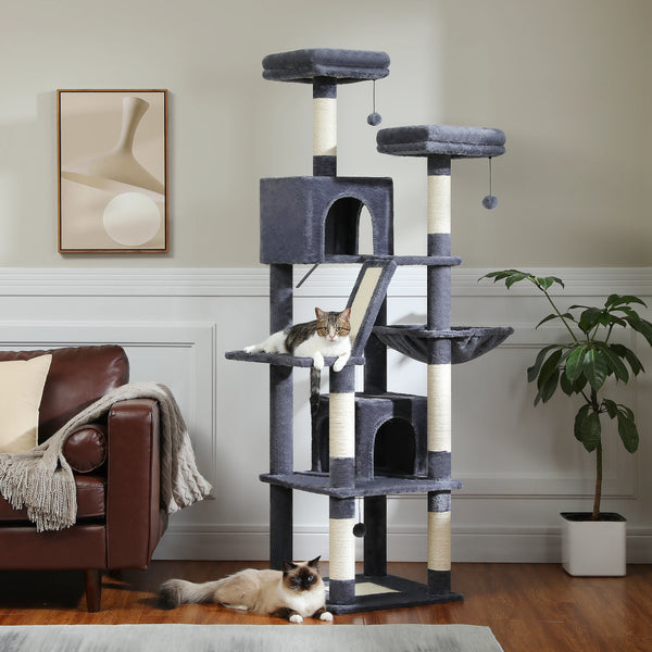 Pawsh Comfort™ Large Indoor Cat Tree – 180cm Tall Multi-Level Plush Tower with Sisal Scratching, Condos & Perches - Image 5