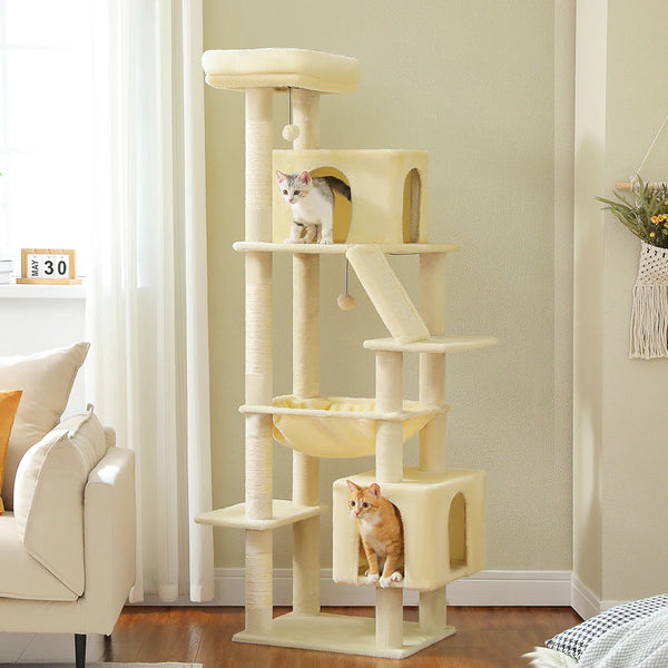 Pawsh Comfort™ 180cm Large Cat Tree Tower – Spacious Climbing Frame with Sisal Scratching Post, Hammock & Perch - Image 18