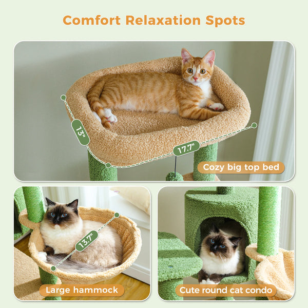 Pawsh Comfort™ Multi-Level Indoor Cat Tree – Tall Tower with Scratching Posts, Hammock, Large Perches, Hanging Balls & Spacious Condo House - Image 31