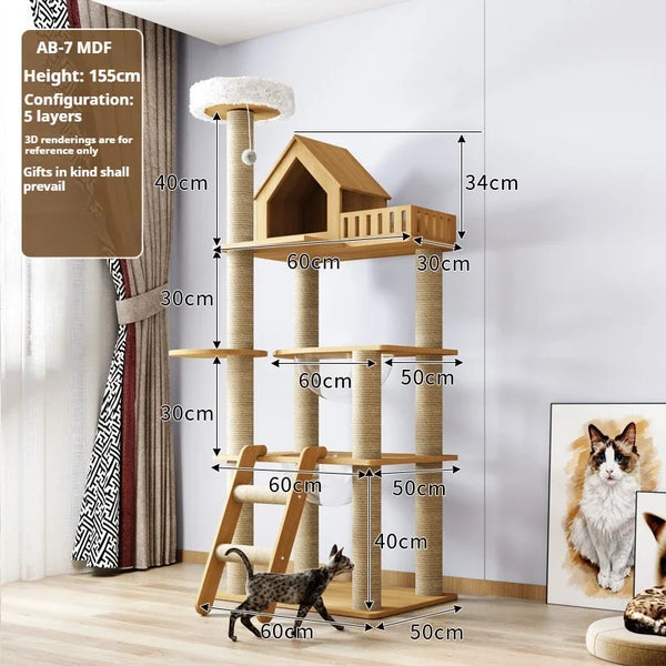 Pawsh Comfort™ Cat Climbing Frame Tower for Large Cats – Large Hammock, Sisal-Covered Scratching Posts, Cozy Condo & Top Perch - Image 21