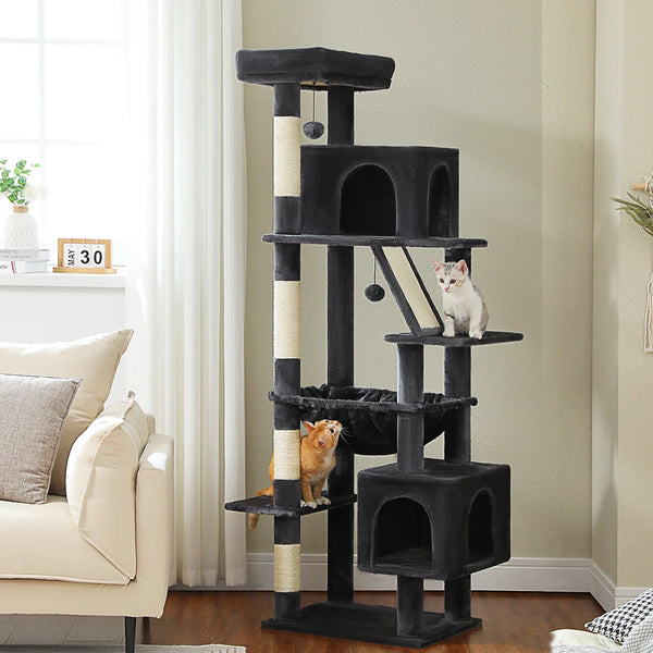 Pawsh Comfort™ 180cm Large Cat Tree Tower – Spacious Climbing Frame with Sisal Scratching Post, Hammock & Perch - Image 21