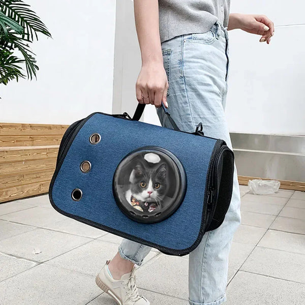 Pawsh Comfort™ Portable Transparent Foldable Cat Backpack – Lightweight Breathable Handheld Tote for Pet Travel Essentials - Image 2